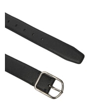 CALVIN KLEIN CLASSIC ROUND Hammered leather belt on black - Belts - 3