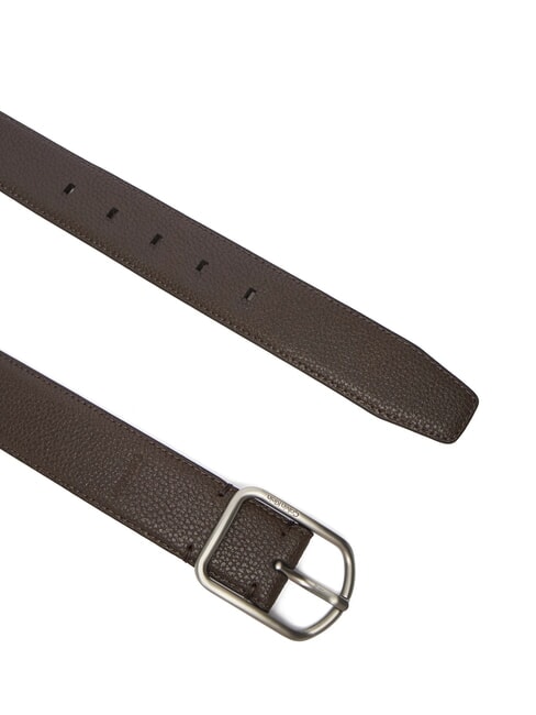 CLASSIC ROUND Hammered leather belt ck dark brown - Belts