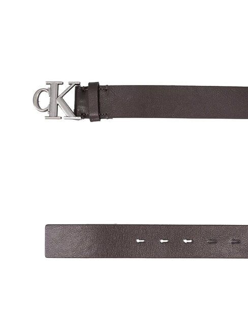 CK HARDWARE Leather belt ck dark brown/antique silver - Belts