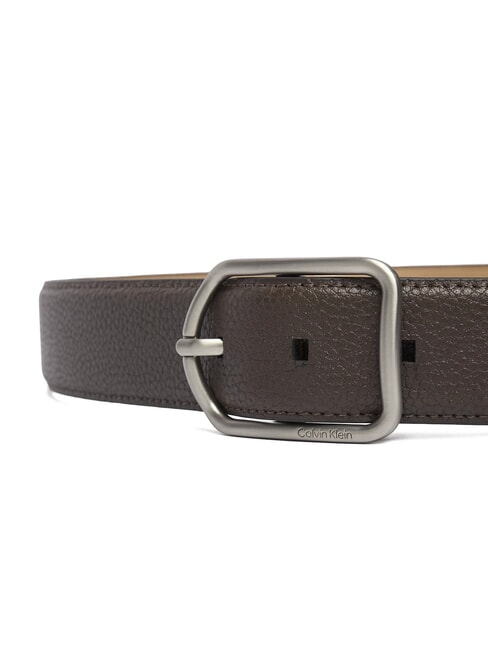 CLASSIC ROUND Hammered leather belt ck dark brown - Belts