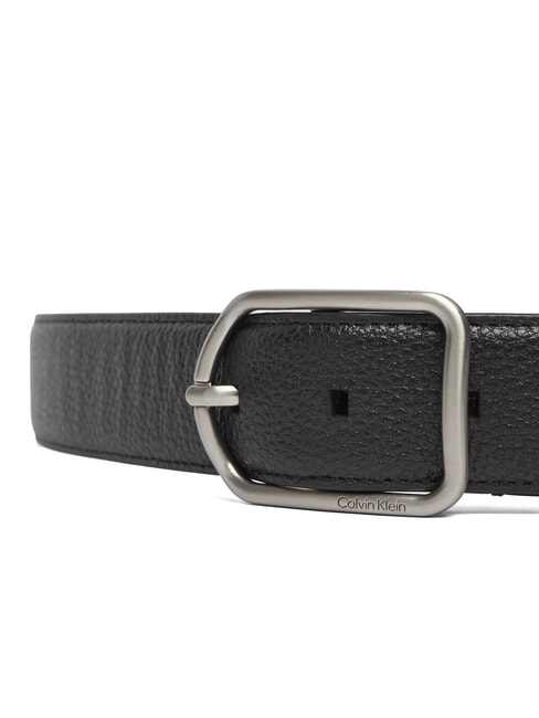 CLASSIC ROUND Hammered leather belt on black - Belts