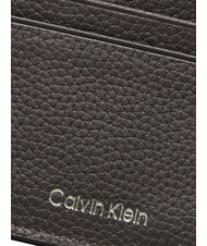 CALVIN KLEIN FOIL EMBOSS  Flat leather card holder ck dark brown - Men’s Wallets - 3