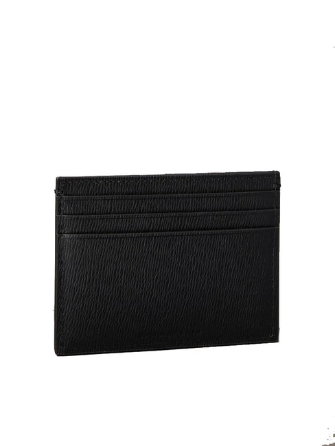 LOGO HARDWARE SAFFIANO Leather credit card holder on black - Men’s Wallets