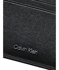 CALVIN KLEIN LOGO HARDWARE SAFFIANO Leather credit card holder on black - Men’s Wallets - 3