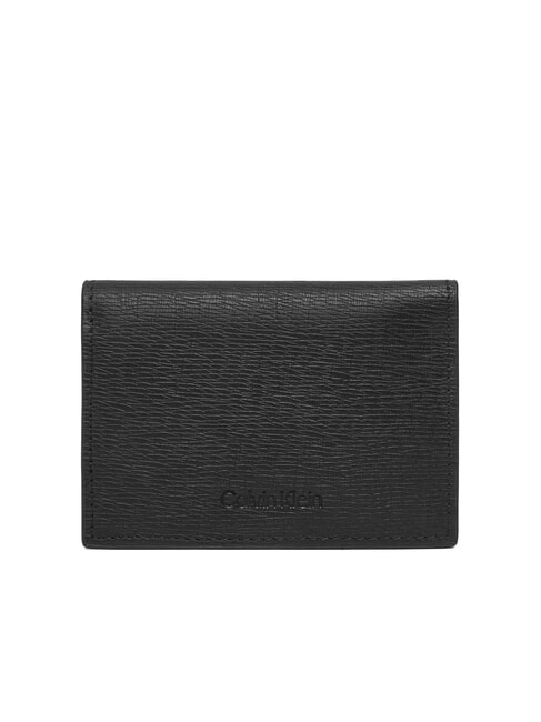 LOGO HARDWARE SAFFIANO Leather wallet with flap and coin purse on black - Men’s Wallets