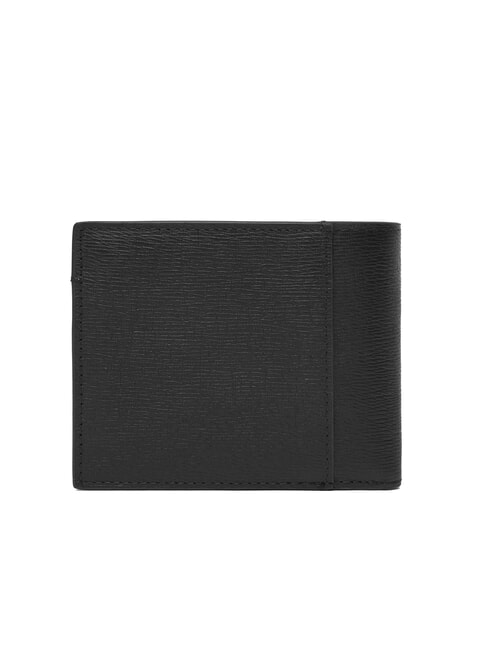 LOGO HARDWARE SAFFIANO Leather wallet with flap and coin purse on black - Men’s Wallets