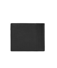 CALVIN KLEIN LOGO HARDWARE SAFFIANO Leather wallet with flap and coin purse on black - Men’s Wallets - 4