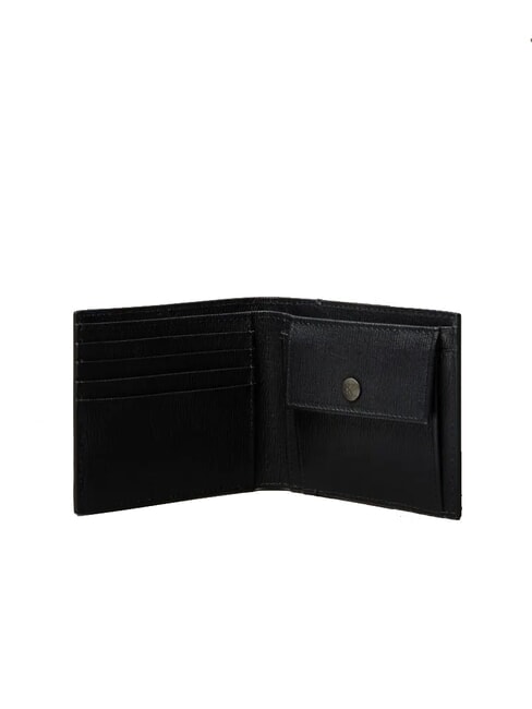 LOGO HARDWARE SAFFIANO Leather wallet coin purse on black - Men’s Wallets