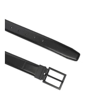 CALVIN KLEIN CLASSIC SQUARE Customizable leather belt on black - Belts - 3