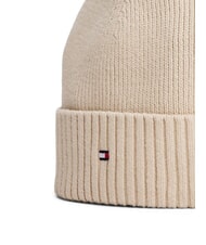 TOMMY HILFIGER TH FLAG Cotton beanie hat with cuff classic beige - Hats - 3