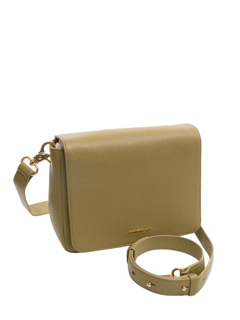 MELLOW Leather shoulder bag with flap aloe - Women’s Bags