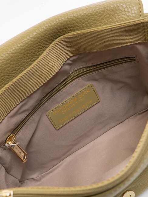 MELLOW Leather shoulder bag with flap aloe - Women’s Bags