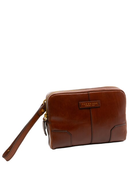 VESPUCCI Leather clutch bag with wristlet BROWN - Women&rsquo;s Bags