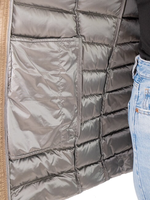 DELUXE Women's down jacket with fur hood dark coffee cream-da - Women's down jackets