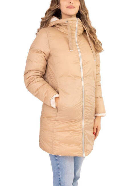 DELUXE Long reversible down jacket with hood incense-arizona - Women's down jackets