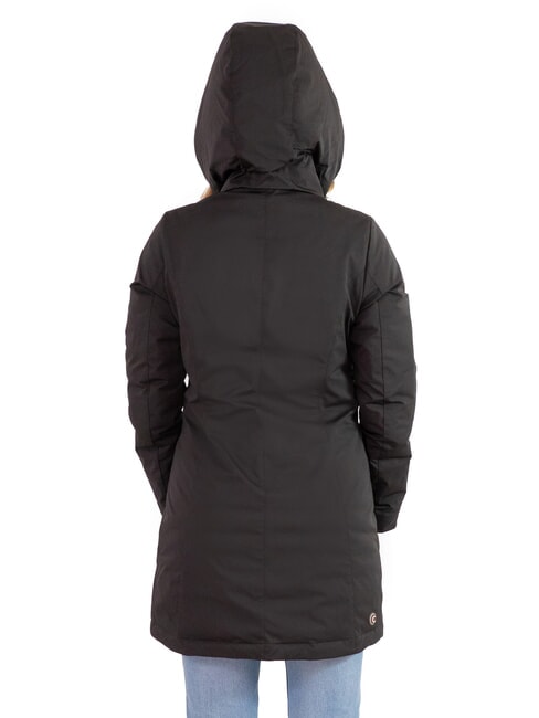 PURENESS Long down jacket with hood black - Women's down jackets