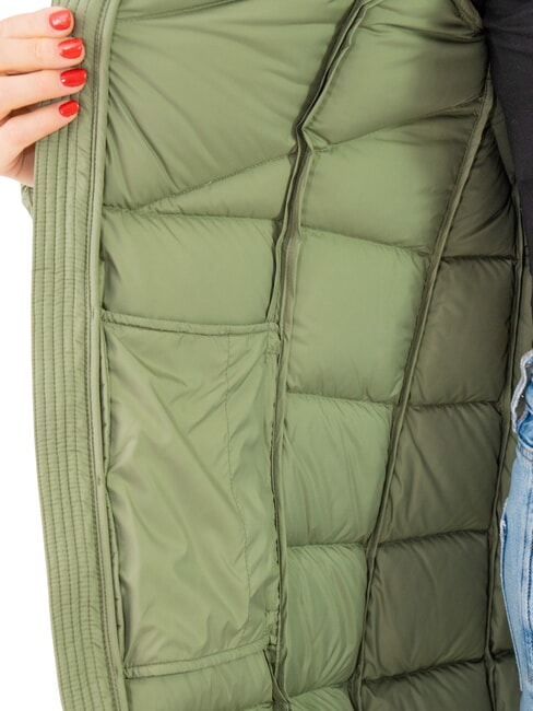 CAPTION Women's long down jacket with hood mud - Women's down jackets