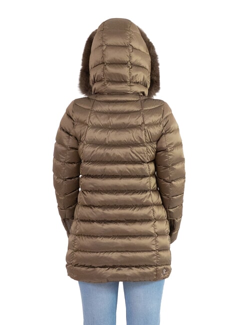 DELUXE Women's down jacket with fur hood dark coffee cream-da - Women's down jackets
