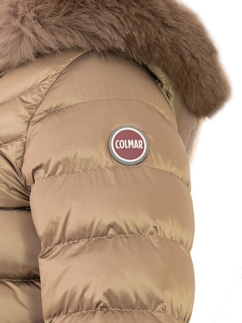 DELUXE Women's down jacket with fur hood dark coffee cream-da - Women's down jackets