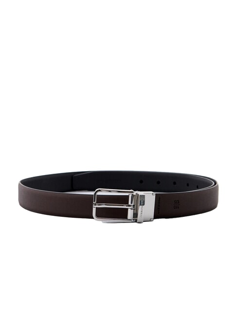 DOUBLE Reversible and shortenable leather belt black/dark brown - Belts