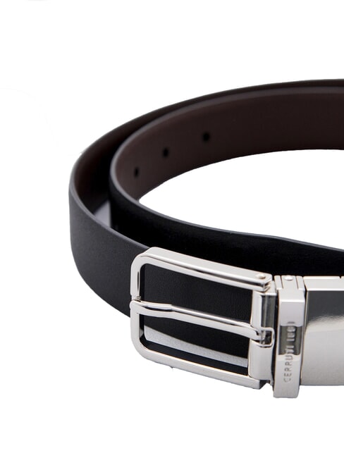DOUBLE Reversible and shortenable leather belt black/dark brown - Belts