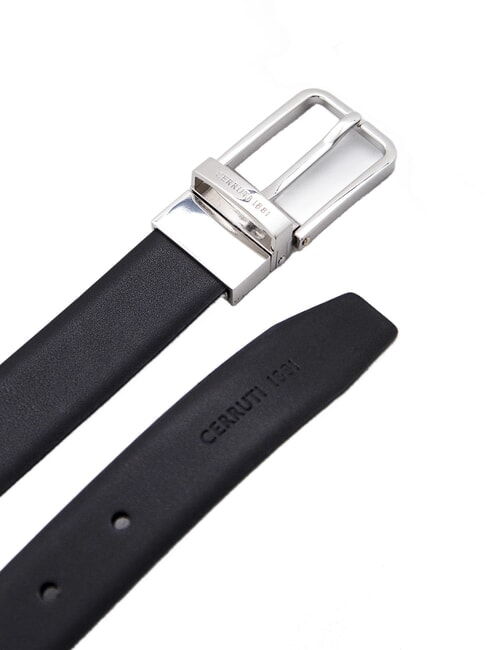 DOUBLE Reversible and shortenable leather belt black/dark brown - Belts