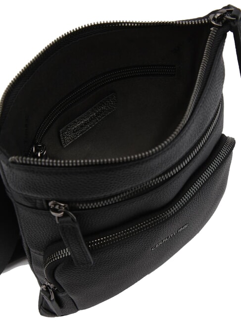 MADDOX Flat multi-pocket leather bag black - Over-the-shoulder Bags for Men