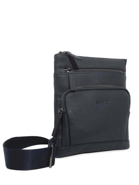 MADDOX Flat multi-pocket leather bag blue - Over-the-shoulder Bags for Men