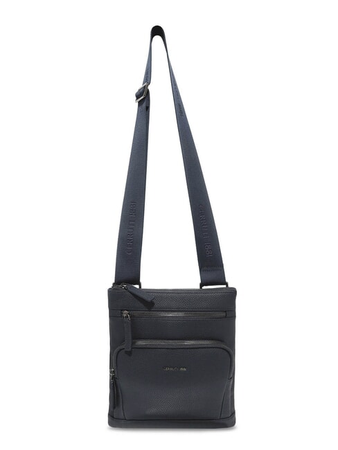 MADDOX Flat multi-pocket leather bag blue - Over-the-shoulder Bags for Men