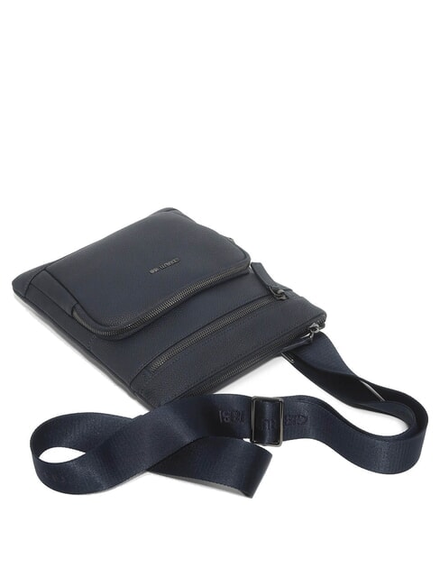 MADDOX Flat multi-pocket leather bag blue - Over-the-shoulder Bags for Men