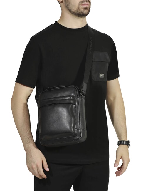 BRAD Leather bag with pocket black - Over-the-shoulder Bags for Men