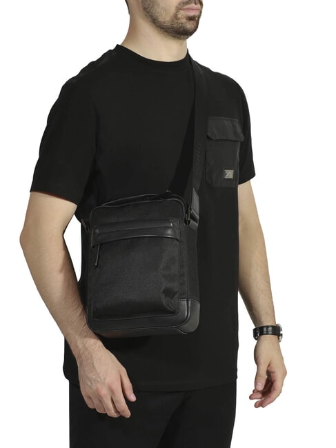 BRAD Leather and nylon bag black - Over-the-shoulder Bags for Men