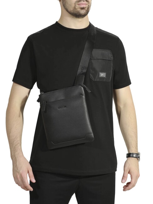 JAKE Flat leather bag black - Over-the-shoulder Bags for Men