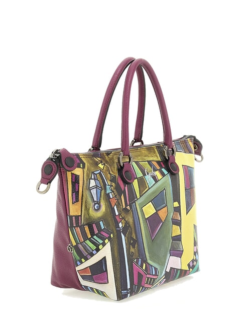 G3 PLUS LARGE MULTICOLOR Transformable flat shopping bag geometric mural - Women’s Bags