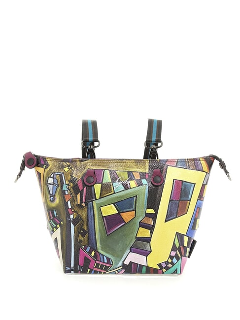 G3 PLUS LARGE MULTICOLOR Transformable flat shopping bag geometric mural - Women’s Bags