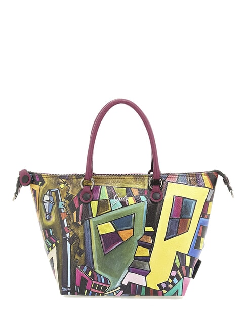 G3 PLUS MEDIUM MULTICOLOR Transformable flat shopping bag geometric mural - Women’s Bags