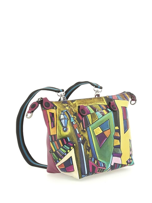G3 PLUS MEDIUM MULTICOLOR Transformable flat shopping bag geometric mural - Women’s Bags