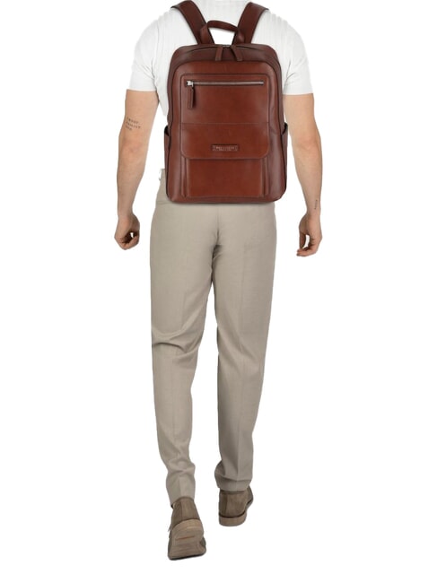 ALBERTO 13" laptop backpack, in leather Brown / Palladium - Laptop backpacks