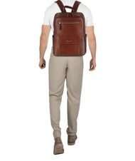 THE BRIDGE ALBERTO 13" laptop backpack, in leather Brown / Palladium - Laptop backpacks - 4