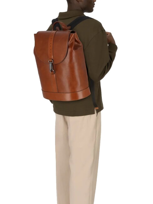 GIACOMO 13" laptop backpack, in leather Brown / Ruthenium - Laptop backpacks