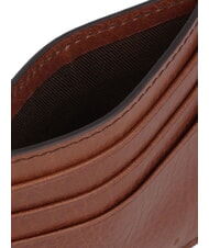 THE BRIDGE ETTORE Flat leather card holder Brown / Ruthenium - Men’s Wallets - 3