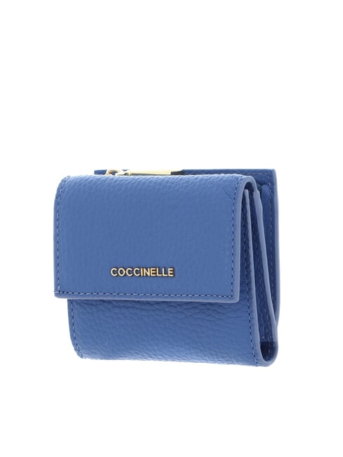 METALLIC SOFT Pebbled leather wallet blue - Women&rsquo;s Wallets