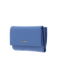 COCCINELLE METALLIC SOFT Hammered leather bifold wallet blue - Women’s Wallets - 4