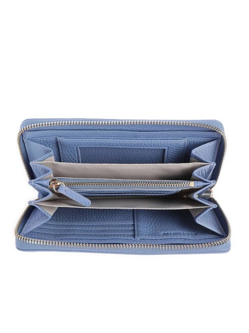 METALLIC SOFT Textured leather zip wallet blue - Women’s Wallets