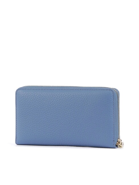 METALLIC SOFT Textured leather zip wallet blue - Women’s Wallets