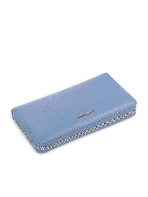 METALLIC SOFT Textured leather zip wallet blue - Women’s Wallets