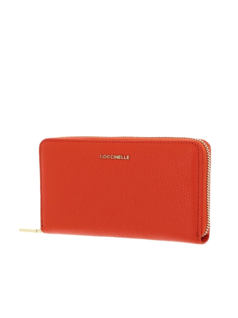 METALLIC SOFT Textured leather zip wallet gazpacho - Women’s Wallets