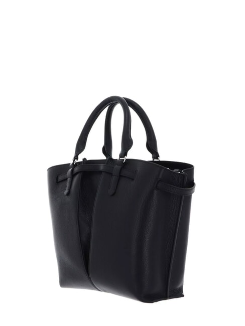 FLORES Small hammered leather tote bag Black - Women’s Bags