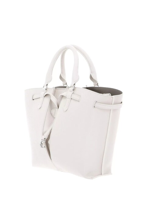 FLORES Small hammered leather tote bag white - Women&rsquo;s Bags