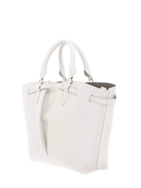 FLORES Small hammered leather tote bag white - Women&rsquo;s Bags